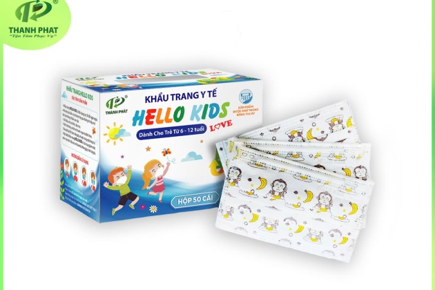 Khẩu Trang Y Tế Hello Kids ( Hoạ Tiết Khỉ ăn chuối - 50 cái/hộp )